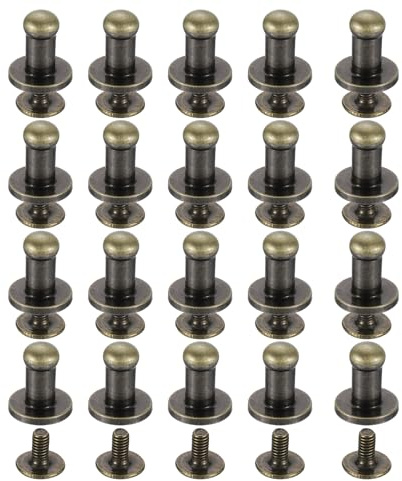 QUARKZMAN 20 Stück Messing Kugelkopf Nieten, 4mm Durchmesser Hohlnieten Ledernieten, Schraubverschluss Knopf Nippelniet für Leder DIY Lederhandwerk, Bronze