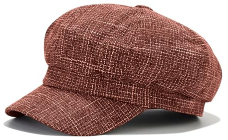 JFAN Classic lässige Ballonmütze für Damen Schirmmütze Kappe Barett mit Glencheck Karo Muster Maler Mütz Bakerboy Schiebermütze Newsboy Cap Cabbie