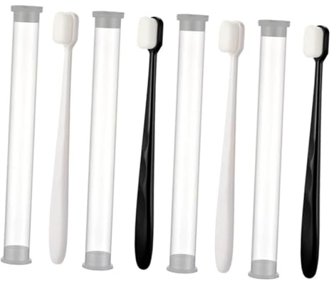 BCOATH 4 Stück-pack Weiche Zahnbürsten für Erwachsene mit Extra Feinen Borsten aus Wollfaser und Abs Griff Komfortabel und Gründlich für Mundpflege Zuhause