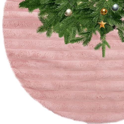 KONVINIT Rosa Gonna Albero di Natale Finta Pelliccia Gonne per Alberi di Natale Peluche Tappeto per Albero di Natale Copri Base Albero Natale Decorazioni Natalizie,78cm/90cm/122cm