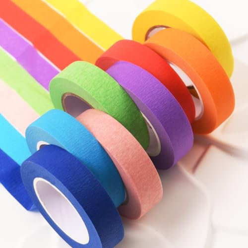 Luxiremi Lot de 8 Rouleaux Adhésifs de Ruban de Masquage Coloré - 1,5 cm x 13 m - Pour Peinture, Artisanat, Bricolage, Étiquetage ou Codage