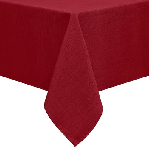 smiry Leinenoptik Tischdecke Eckig 80 x 80 cm Rot | Leinenoptik Textur, Lotuseffekt Wasserabweisend, Abwischbar & Waschbar, Knitterfrei, Für Küche Party Hochzeit