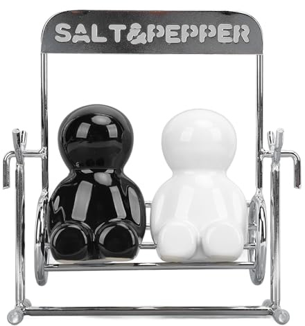 Lot de 2 Pots à épices, Poivrière et Salière au Design Swinging People, Idéal pour les Tables de Salle à Manger, Ajoutant une Touche Unique et Améliorant le Plaisir des Repas
