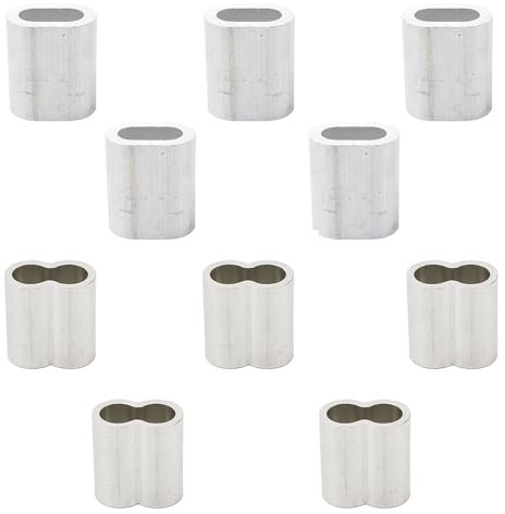 Accessori per cavi in gomma, corda in gomma 5 mm, morsetti per cavi da 5 mm, 10 pezzi, 5 ovali, 5 statuette da 8 pezzi, morsetti per cavi, manicotti di serraggio, doppio manicotto, per fermacavi, cavi