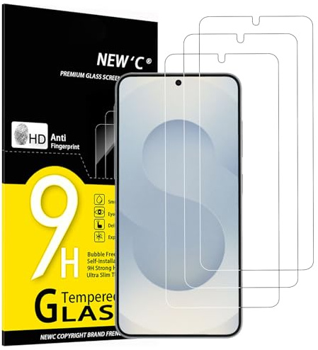 NEW'C 3 Pack, skärmskydd i glas för Samsung Galaxy S25, bubbelfri, 9H hårdhet,ultratransparent, ultrabeständigt härdat glas