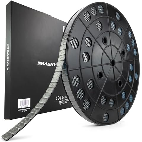 HASKYY Poids d'équilibrage - Poids adhésifs en acier - 6 kg - Rouleau de 1200 x 5 g - Anthracite - Barre adhésive avec bord de déchirure pour jantes en aluminium et jantes en acier - Revêtement