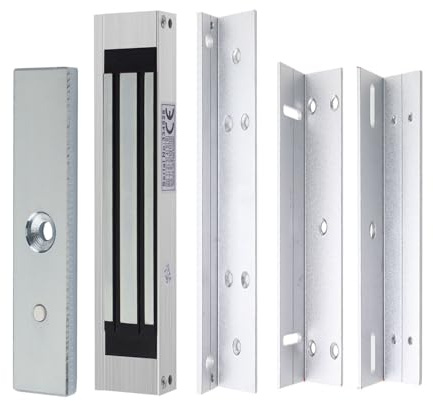 YAVIS Serrure Électromagnétique Étanche DC 12V, 180 KG/350LBs de force, Surface brossée, Modèle NC, Supports Z & L inclus, idéale pour systèmes de contrôle d'accès extérieurs et intérieurs