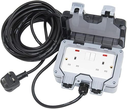Outdoor Extension Lead 15M 2 Way Waterproof IP66 Garden Long Extension Cord Weatherproof Double Switched Outside Use