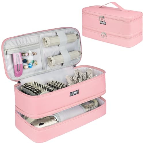 Tasche kompatibel mit Dyson Airwrap Styler/Shark Flexstyle Styler/Haartrockner/Dyson Supersonic Haartrockner/Frisur-Werkzeug und Zubehör,Doppellagige Reise-Tragetasche,Rosa(Nur Tasche)
