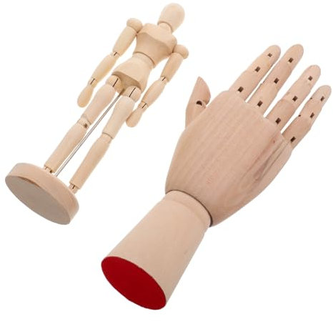 NUOBESTY 2stücke Künstlerfigur Aus Holz Und Flexible Hand Für Skizzieren Und Malen Schaufensterpuppe Für Junge Mädchen Und Künstler Hölzerne Modellfigur