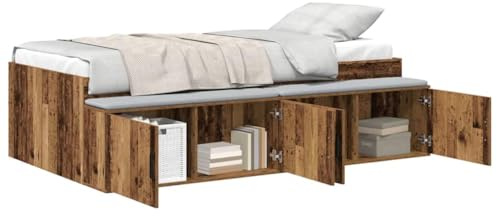 vidaXL Bettrahmen mit Schubladen Altholz 70 x 190 cm Holzwerkstoff, Stylische Schlafzimmermöbel, rechteckiger Bettgestell, Moderne Plattformbetten, geräumige Aufbewahrung, Stabiler Schlafkomfort