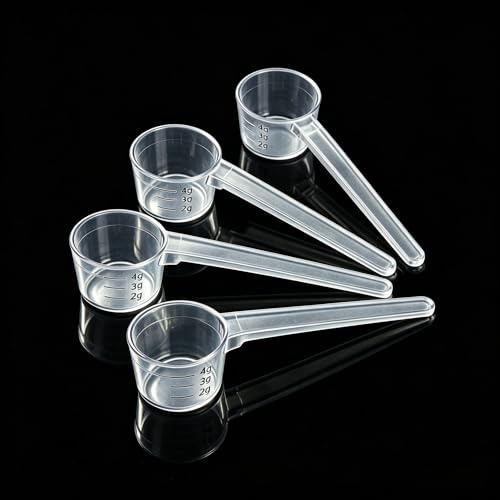 4 Pcs Washing Powder Scoop Set, Food-Grade Protein Scoop, Reusable Plastic Measuring Spoons with Graduated 2/3/4/5g for Powder Liquids Sugar Salt Coffee Oil (Clear)