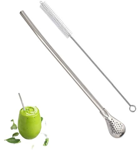 Pagning cucchiaio - filtro per bevande in acciaio inossidabile, tè riutilizzabile che mescola paglia | Applicazione semplice Yerba Mate Bompilla Spoon, cannucce al filtro a foglie sciolte, agitatore d