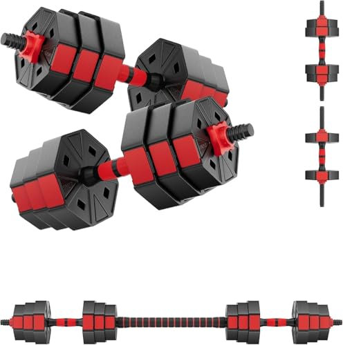 Set di pesi esagonali Rossi da 50 KG composti da 2 MANUBRI + 1 BILANCERE per Body Building