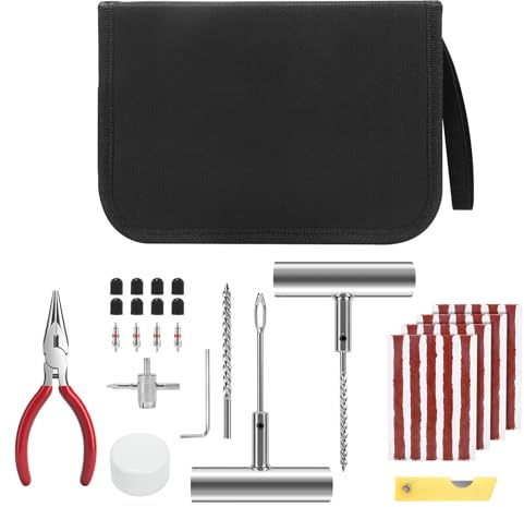 jianyana däckreparationssats, 41 st professionell kraftig universell nödsituation platt däckreparationssats för att fixera punkteringar, för bil motorcykel, lastbil, golfvagn, ATV, traktorer, ARB