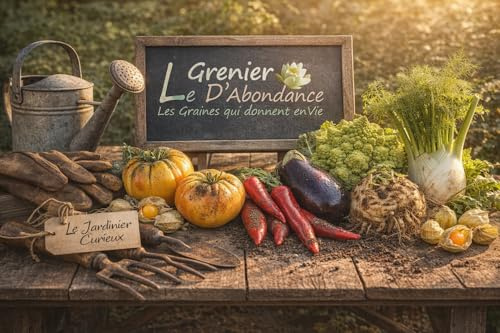 Kit de semillas de hortalizas raras Le Grenier de Abundancia – 7 variedades originales para sembrar jardinero curioso y apasionado