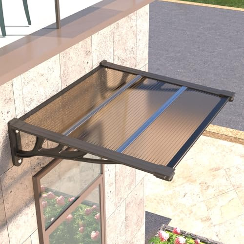 GUANSU-CN 35 * 48'' Window and Door Awning Exterior, UV/Rain/Snow/Sunlight Protection Sheet,UPF 50+ Polycarbonate Overhang Canopy,House Overdoor Awnings for Door Entrance Outside/Patio/Porch/Deck