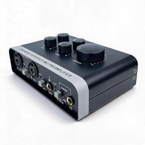 Dpofirs PC USB Sound Interface Mixer Mikrofon Vorverstärker Echtzeitüberwachung für, Live-Streaming, Schwarze Aluminiumlegierung, 6,3 Zoll Größe