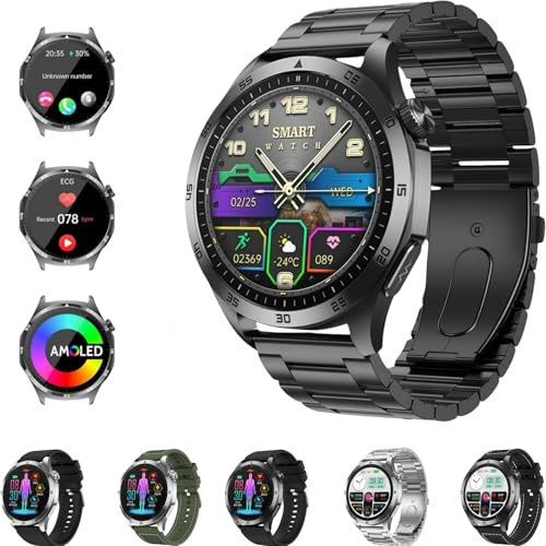 BEYERSWERK Alpha Pro Neu Smartwatch 1,43 AMOLED Fitness Gesundheitsuhr, EKG/BMI, 24h Herzfrequenz/Blutdruck/SPO2, Schlaf/Apnoe Überwachung, Bluetooth-Anrufe, SOS-Notruf, iOS&Android kompatibel (C)