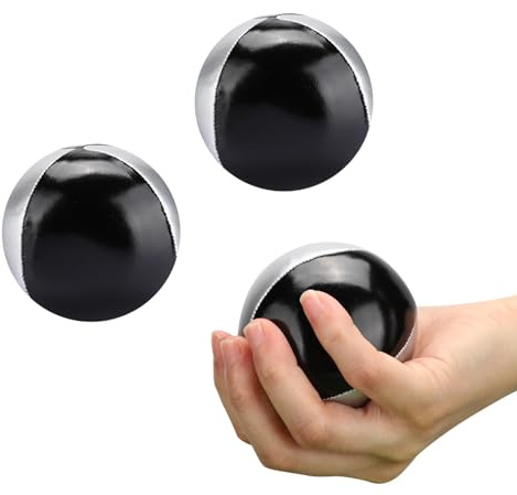 HEEPDD Jongleringsboll, Lätta Jongleringsbollar för Nybörjare med Sömlöst Grepp, Perfekt för Cirkusträning och Festunderhållning Jongleringsboll, Silversvart PU-läder, Nan