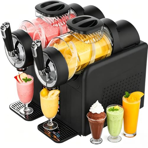 Máquina De Granizados & Helado Soft 2 En 1, Granizadora Maquina Con Doble Depósito 4l Y 6 Programas, Para Granizados, Batidos, Bebidas Frías, Helado Cremoso, Fiestas, Casa Y Cafeterías Black