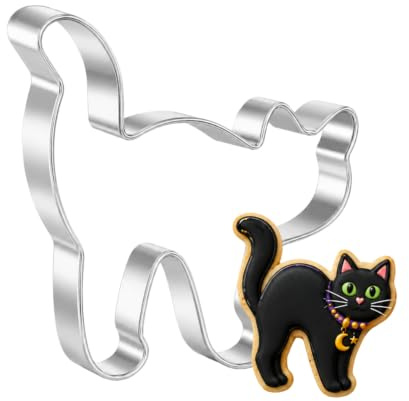 Cortador de galletas de gato negro para Halloween, acero inoxidable