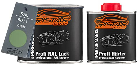 TRISTARcolor RAL 6011 Resedagrün peinture automobile mate 2K, pot de 0,75 litre / 750 ml, durcisseur inclus