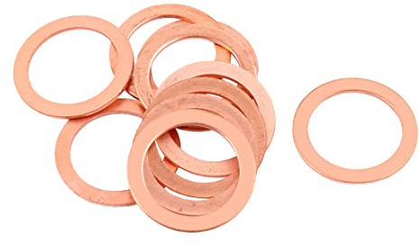 sourcing map Kupfer Dichtscheibe 10 Stk 22x16x1mm Für Auto Reparaturen | 22x16x1mm, 15G, 14x10x1cm, Maximale Leitfähigkeit, Für Elektrische Anwendungen, Flach Ring, Befestigung, Unterlagscheibe