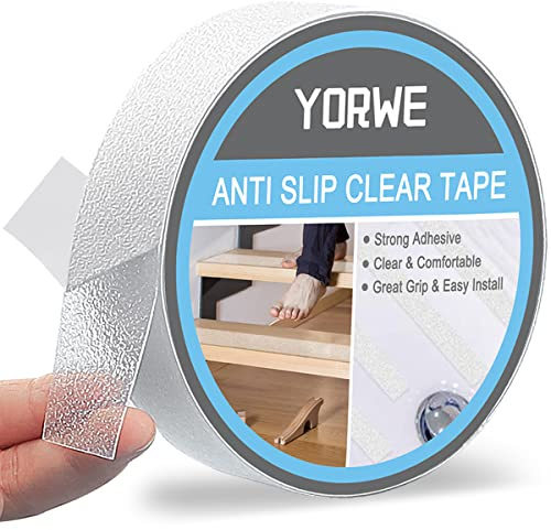 Yesreal Anti Slip Clear Tape, Bathtub and Shower Treads, Safety Walk Self Adhesive Non-Slip Tape (2.5CM Width x 5M Long, Clear)