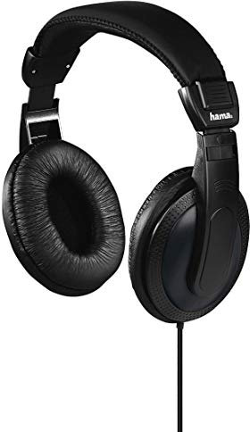 Hama Wired Over-Ear TV Headphones, One Sided 6m Long Cable, Volume Control, Black