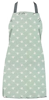 Jolee... Fabrics Wipe Clean PVC Coated Aprons - 100% Cotton Oilcloth - One Size - Easy to Clean and Splash Proof Apron (Duck Egg Bees, Adult (75cm Length))