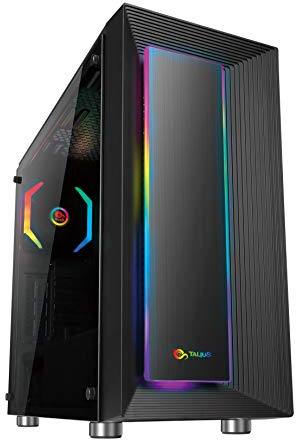 TALIUS Auriga. Caja Gaming Negra. Caja PC Gamer Incluye 1 Ventilador ARGB, Pc de Juego de Torre ATX de crital Templado.