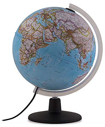 Tecnodidattica, Globo Terráqueo NATGEO Classic 30, Cartografía Físico-Política oficial National Geographic Classic, Iluminado y giratorio, Texto en Español, Diámetro 30 cm
