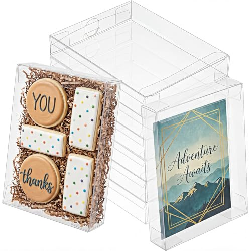 Blulu 50 Pack Clear Box for Greeting Cards A2: 4.5 x 5.9 x 1 Inch Storage Boxes Clear Plastic Card Boxes Photo Storage Box for Crafting, Stationery Packaging, DIY Gift Card Cookies, and More