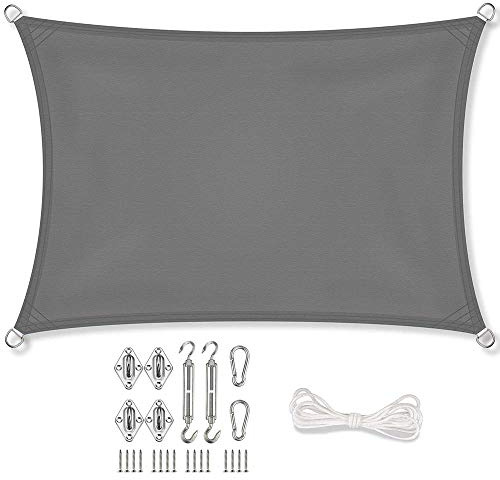 Stonehill Sonnensegel Rechteck 2 x 3 m + GRATIS (!) Befestigungsmaterial | für Garten, Balkon & Terrasse | Sonnenschutz | Wetterschutz | wasserabweisend | PES | Polyester (Anthrazit)
