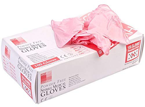 100 Pink Powder Free Nitrile medical Gloves (Small)