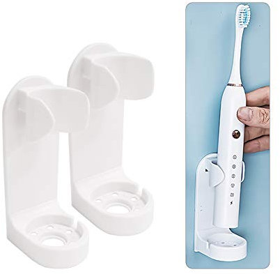 Andiker Support de Brosse à Dents électrique, Aadhésif Porte-Brosse à Dents Mural pour Salle de Bain, Porte-Brosse à Dents Organisateur, Garder la Brosse à Dents au Sec (2, Blanc)
