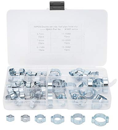 Assortiment de colliers de serrage à double oreille 80 pièces Colliers de serrage à double oreille