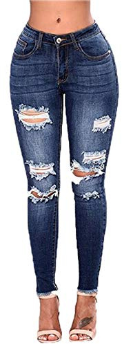 WAEKQIANG Jeans Push-Up A Vita Alta Jeans Slim da Donna Jeans Skinny Elasticizzati Strappati da Donna Sexy retrò