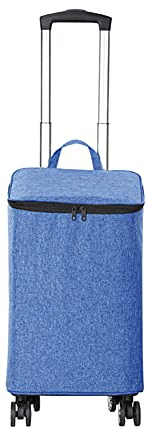Klappbarer Einkaufswagen Mit 4 Rädern Einkaufstrolley Einkaufsroller Warenkorb Mit Kühltasche Teleskopgriff Trolley-Tasche Wasserdicht Sackkarre 30L Rucksack Zum Supermarkt Picknick (Grau Blau)