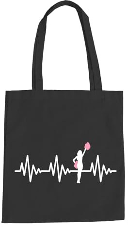 Herzschlag Cheerleader Baumwolltasche - Ekg Cheerleading Tanzen Dance Champion Schwarz