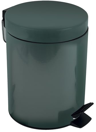 Spirella - Treteimer aus Stahl SYDNEY - Modernes Design, Einfache Öffnung, Herausnehmbarer Inneneimer - Badezimmer- oder Küchenzubehör - Dunkelgrün - 5L