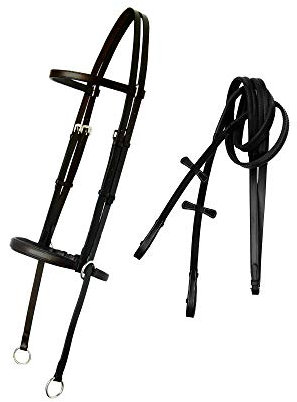 Exion English Bitless Bridle with Reins for Horse | Soft Padded Crossunder Bitless Bridle | No-Bit Horse Bridle for Schooling & Shows | Vegetable Tanned Leather | Premium Craftsmanship