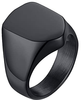 Beydodo Edelstahl Herren Ring Freundschaft, Männer Ringe Siegelring Hochglanzpoliert Partnerring Schwarz Ring Personalisiert Gr.65 (20.7)