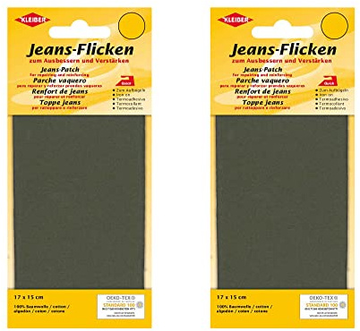 Uppsättning av 2 jeanslappar KLEIBER stryka på stryklappar 100 % bomull jeans reparation lappar reparation 2 lappar 17 cm x 15 cm dekor