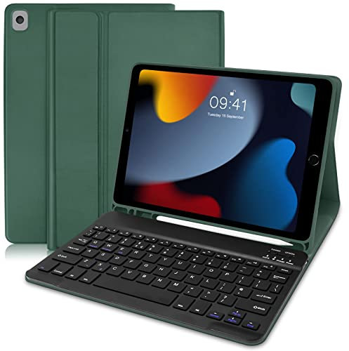 Keyboard Case for iPad 10.2 9th/8th/7th Gen, iPad Air 3, iPad Pro 10.5 - Detachable Wireless Keyboard With Pencil Holder (UK Layout)