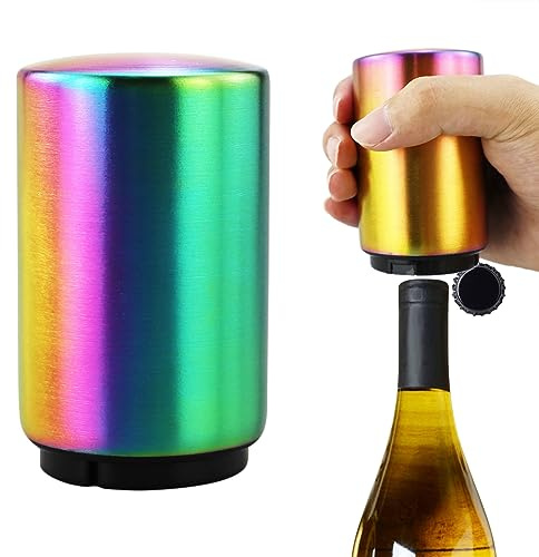 HXMJIED Magnetic Push-Down Bottle Opener - Stainless Steel Opener for Crown Cap Bottles