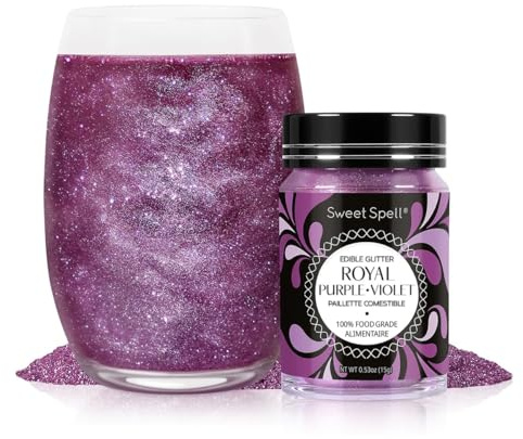 Sweet Spell Essbarer Glitzer (15 g) – Schimmernde Streusel für Getränke, Kuchen, Cocktails – 100 % essbar & lebensmittelecht, vegan, glutenfreier Glitzer (Lila)