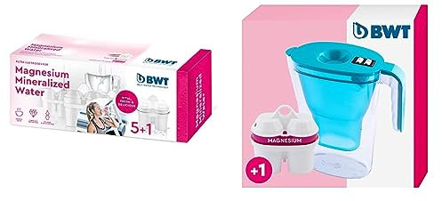 BWT Magnesium Mineralized Water Wasserfilterkartuschen, Kunststoff, Weiß, 6 Stück (1er Pack), 6 & Wasserfilter Vida Petrol 2,6L | Filter mit 1 Magnesium Filterkartusche