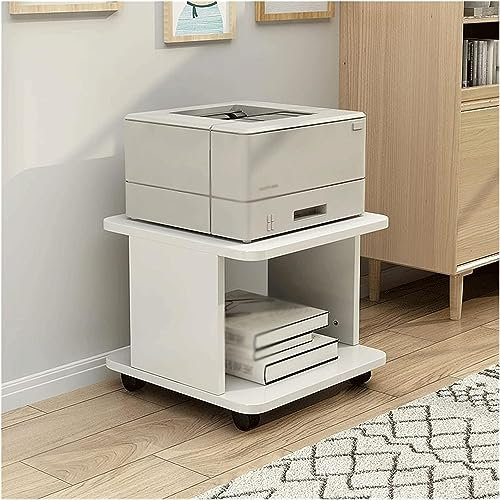 MOBAAK DruckerstäNder Druckertisch Holz-Druckerständer, Büro-Druckerwagen, Mobiles Druckerregal Für Zuhause, Riemenscheibe, Faxgerät, Rack, Kopierer Druckerschrank (Color : B, Size : 40 * 40 * 28cm)